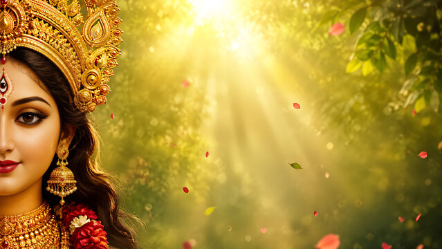 Colorful Durga Puja Religious Celebration Durga Ashtami Navratri Dussehra Parvati Lakshmi Maa Background