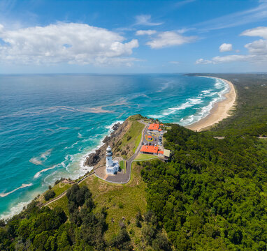 Aerial view of Byron Bay Lighthouse