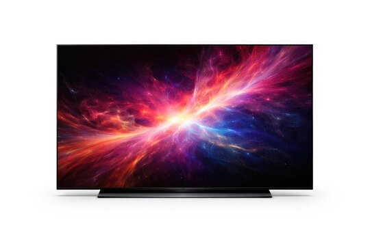 Colorful Abstract Cosmic Background Displayed on a Television Screen