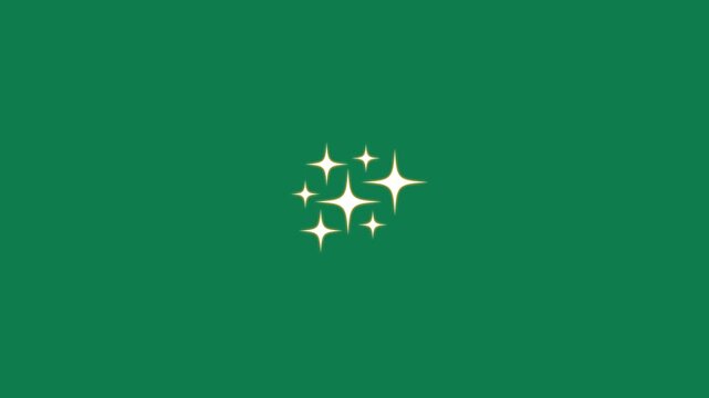 Glowing sparkling stars icon cluster on green background for clean effect magic twinkle and festive celebration  element