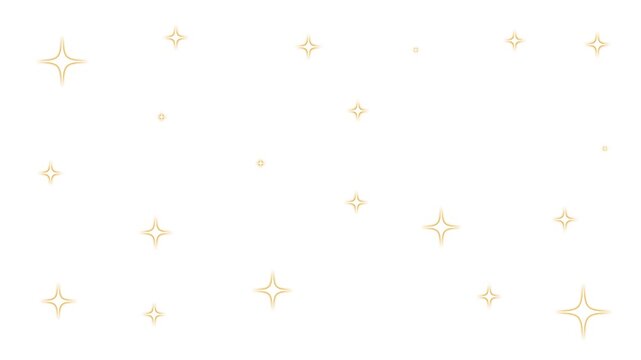 Golden sparkling stars pattern on isolated white background with magical twinkle light effect for festive  celebration  backdrop