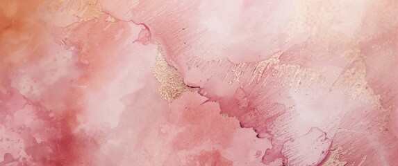 Fototapeta premium Rose gold and pink tie dye wallpaper design with hand painted ink brush details
