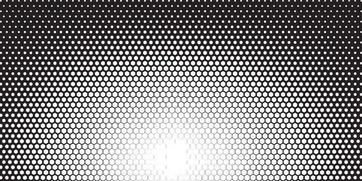 Raster Halftone pattern effect. Background. Circles. Honeycomb. Hexagon
