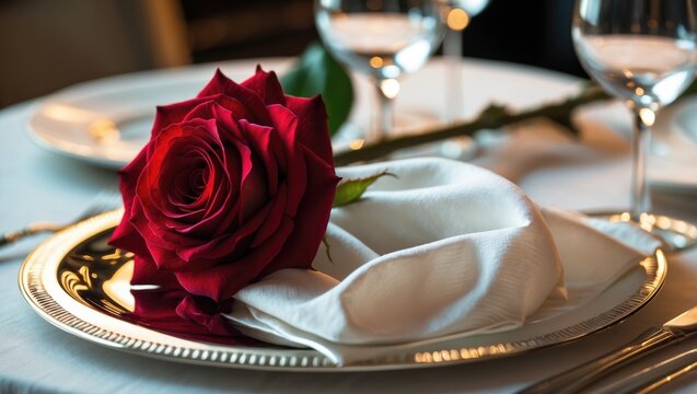 Wedding table set arrangement for a celebration.