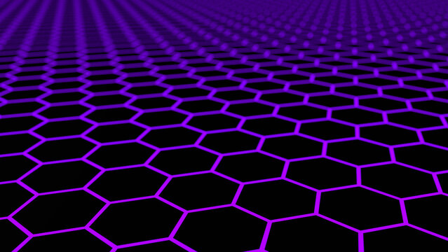 Abstract purple hexagon grid background for futuristic digital technology marketing banner