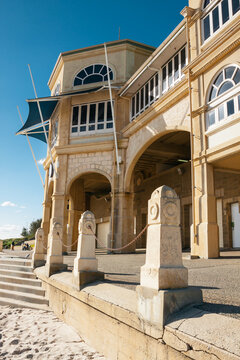 Low angle view of the grand architecture of the Historic Cottesloe Pavillion