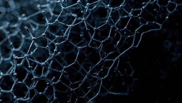 Abstract Closeup of Dark Honeycomb Structure with Intricate Patterns