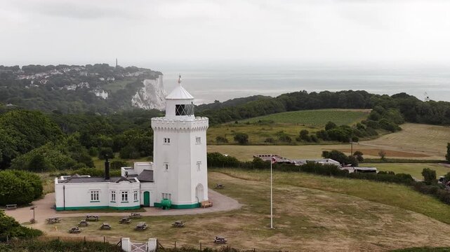 South foreland lighthouse and Dover cliffs in Great Britain
