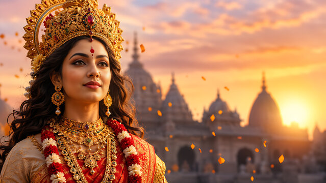 Durga Maa Navratri Background Featuring Devi Durga, Ambe Maa, Bhavani, Mahishasura Mardini, Sharadiya Navratri, Dussehra and Shakti Festival