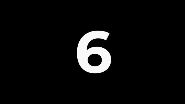 White countdown timer animation from 10 to 0 seconds on a black background. Minimal design with zoom effects, perfect for video overlays or a tint layer. Modern and simple style