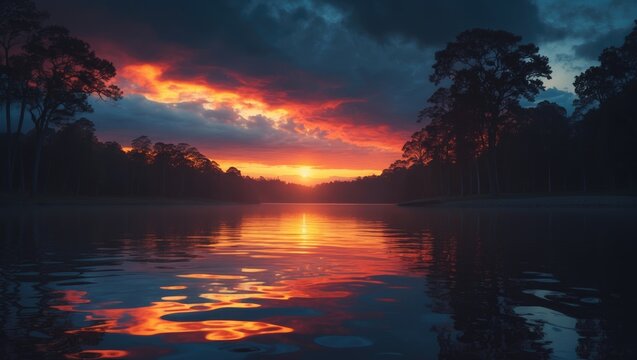 Sunrise over the lake at 5am.