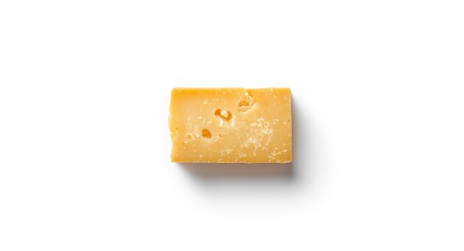 Yellow Cheese Block Isolated on White with Soft Shadows