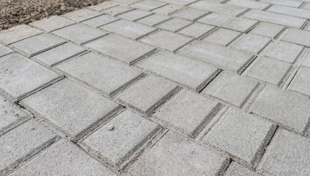 Paved Walkway with Gray Interlocking Stones During Daytime