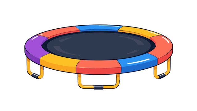 Colorful round trampoline vector illustration on white background