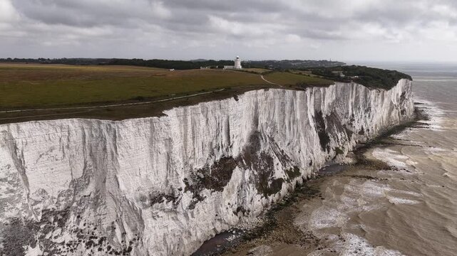White Cliffs of Dover dramatic aerial views Great Britain coast