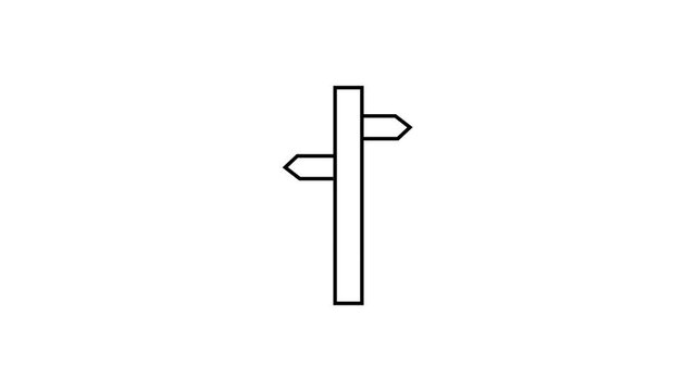 Minimalist directional signpost animation, simple wayfinding for navigation and decision making concepts