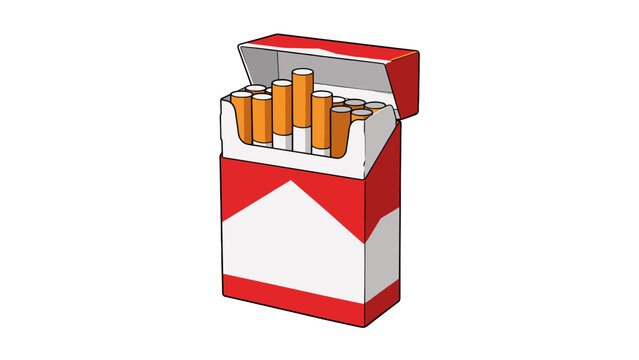 Open cigarette pack with visible cigarettes in simple vector style