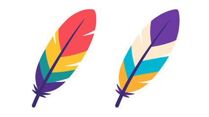Two colorful feather icons isolated on white background © Mark