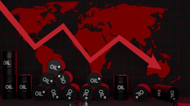Oil Market with Red World Map &ndash; Global Petroleum Industry