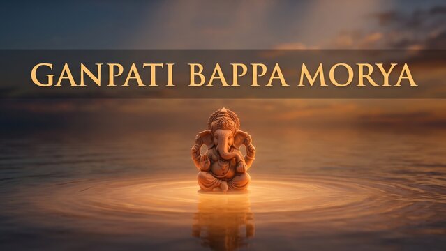 Ganpati Bappa Morya Poster &ndash; Ganesh Visarjan Greeting