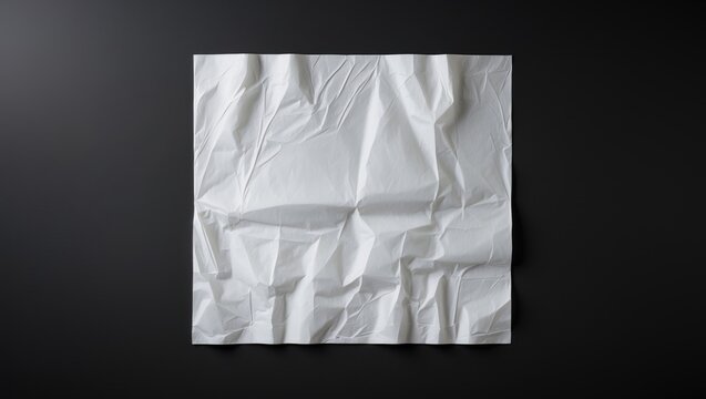 White poster mockup isolated with glued creased paper texture.