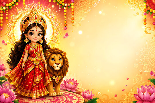 Durga Puja Durga Pooja Navratri Religious Festival Honoring Maa Durga Ambe Jagdamba Bhavani Ambika Chandika Dussehra Vijayadashami