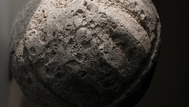 Closeup of Rocky Planet Surface with Textured Craters and Shadows