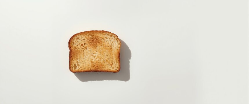 Toasted Bread Slice Isolated on White with Soft Shadow