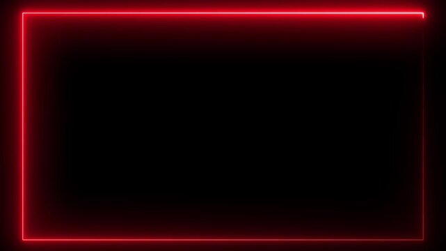 Square rectangle picture frame with two tone neon color motion graphic on isolated black background. animation