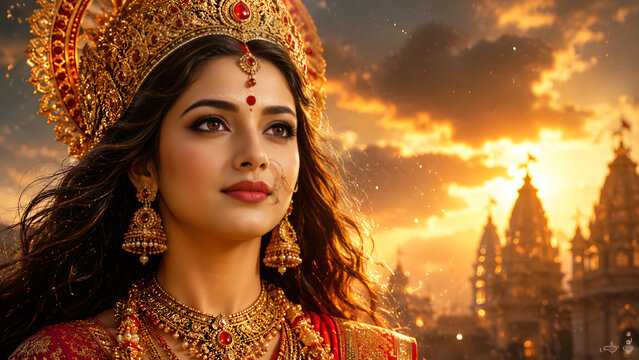 Durga Puja Durga Pooja Navratri Sacred Devotional Celebration Featuring Maa Durga Vaishno Devi Amba Jagdamba Bhavani Shakti