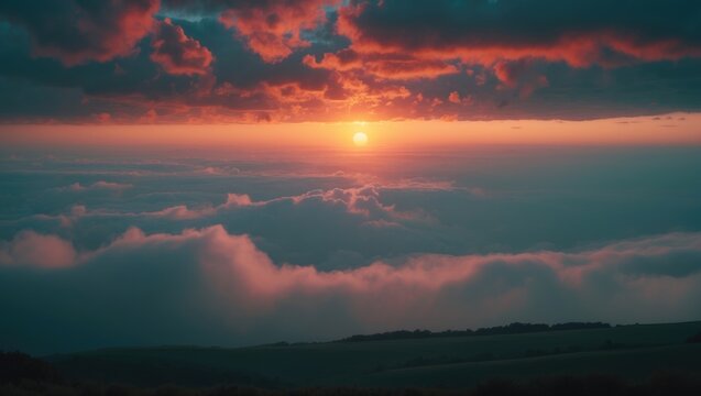Sunset featuring a dark cloudy sky with a moody atmosphere.