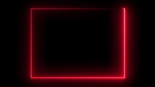 Neon red rectangle frame loop animation. rectangular glowing frame with moving line. neon shape line animation