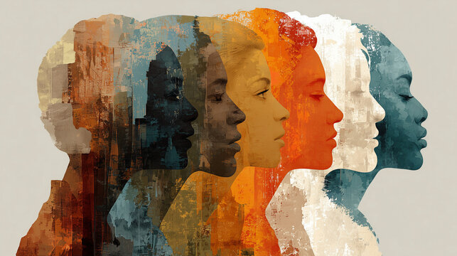 Day for the Elimination of Racial Discrimination with diverse human profiles shown in different colors and shades