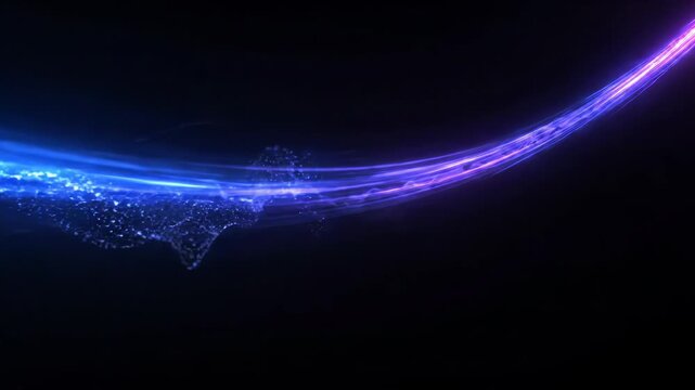 Abstract motion blur of glowing purple and blue light streak