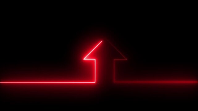 Abstract Glowing neon line icon and up arrow animation. growth up concept, Money, profit, investment, growth business up arrow animation 4k video