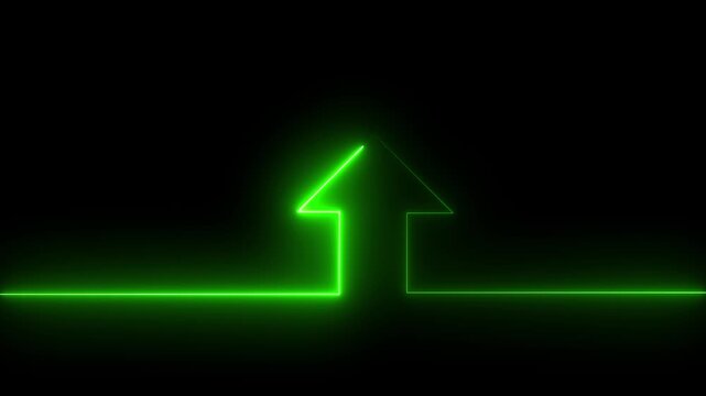 Abstract Glowing neon line icon and up arrow animation. growth up concept, Money, profit, investment, growth business up arrow animation 4k video