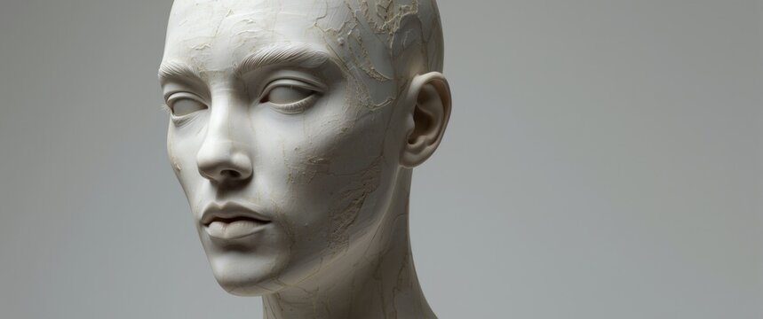 Artistic white mannequin head with detailed facial features