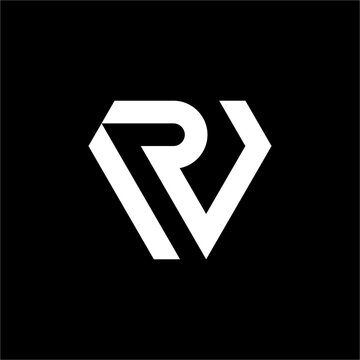 A bold, futuristic RV/VR monogram forming a solid shield triangle. Ideal for automotive tech, secure software, and premium aerospace.
