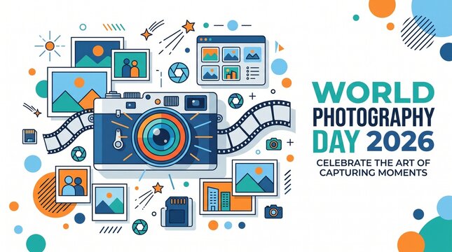 World photography day 2026 celebrating the art of capturing moments with camera graphics