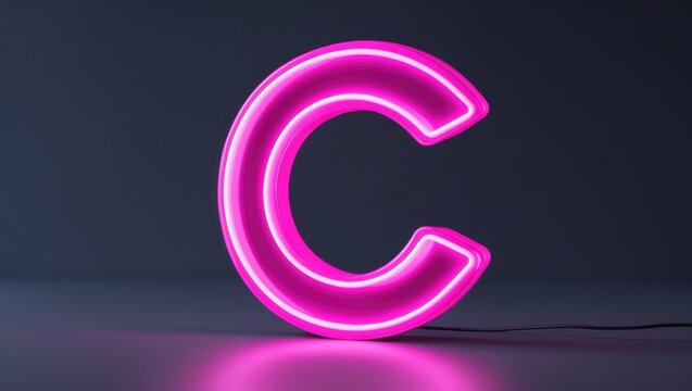 Neon light tube spelling out the letter C