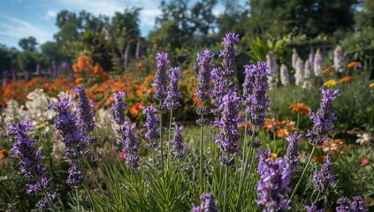 Obraz premium Lavender Flowers Blooming in a Colorful Garden during Daylight