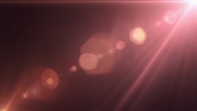 Rose gold cinematic light leak overlay with lens flare