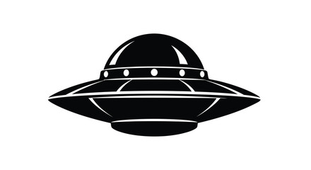 Ufo Silhouette Against A White Background Minimalist Spacecraft Design © Tamim