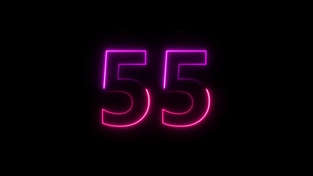 Neon minimalistic real time of one minute of times in an isolated space. Sci-fi stylish glowing countdown seconds with cool reflection for an analog style presentation. Close up static nice shot
