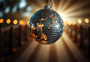 Obraz premium Close-up of disco ball with spotlight effect