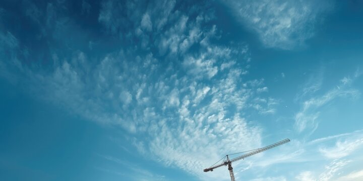 Construction Crane Against a Blue Sky with Clouds