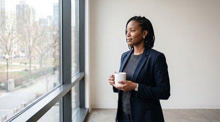 Fototapeta premium Black women Professional team lead - Coffee Break Window