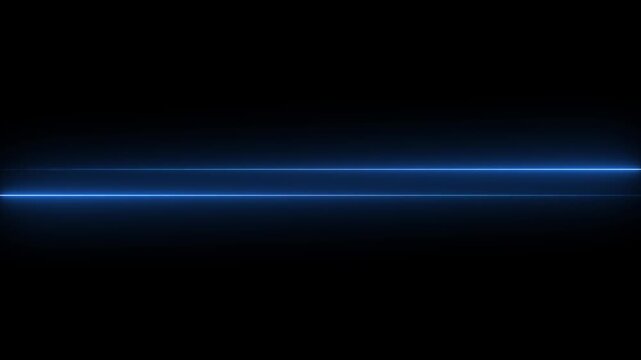 abstract neon technology motion background with glowing laser beams. Straight neon laze r line color blue black background.