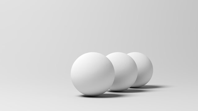 Three white spheres. 3d illustration.
