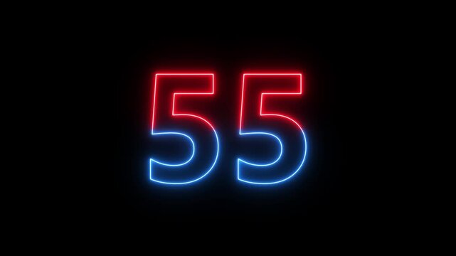 Neon minimalistic real time of one minute of times in an isolated space. Sci-fi stylish glowing countdown seconds with cool reflection for an analog style presentation. Close up static nice shot